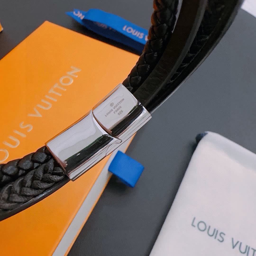 Louis Vuitton Leather and Bead Bracelet
